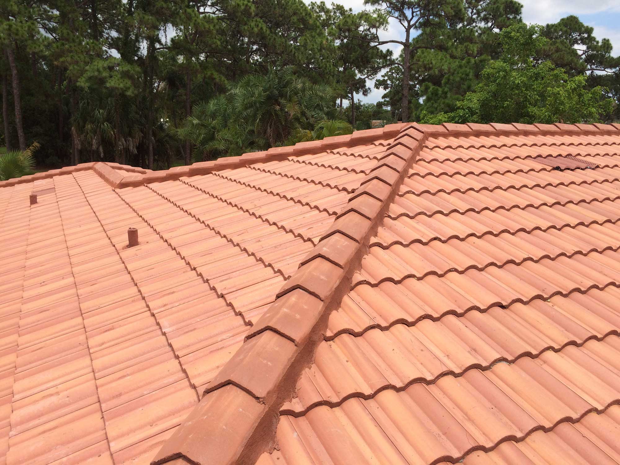 Completed Hanson Hacienda Tile Roof in Newport Orange & Gold in Sarasota County, FL