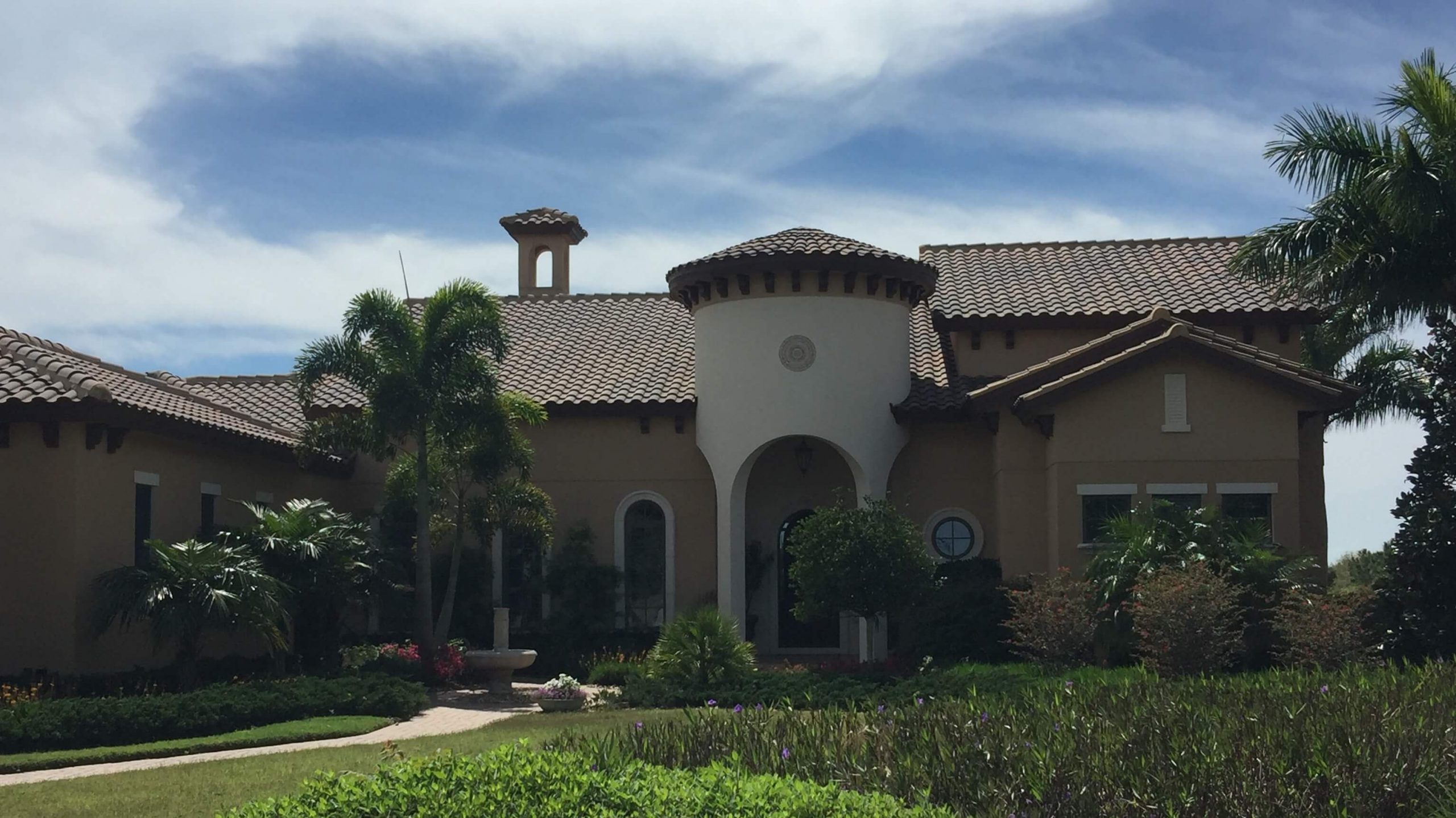 Completed Mediterranean Estate Tile Re-Roof in Sarasota County, FL