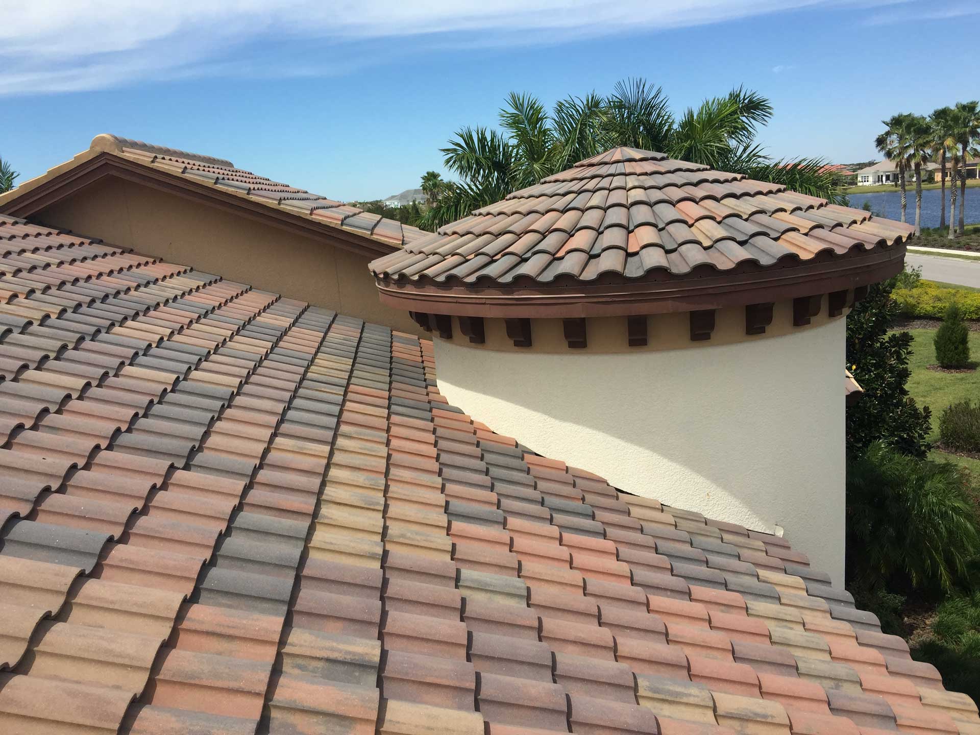 Completed Westlake Barcelona Tile Roof in Pinto Blend in Sarasota County, FL