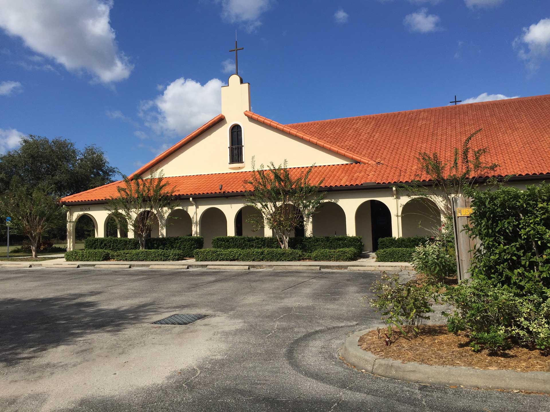 Completed Church Clay Tile Roof in Bravada Clay in Sarasota County, FL