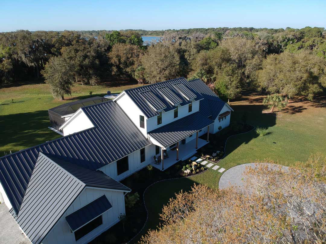 Completed Acreage Residence Dark Metal Roof in Manatee County, FL