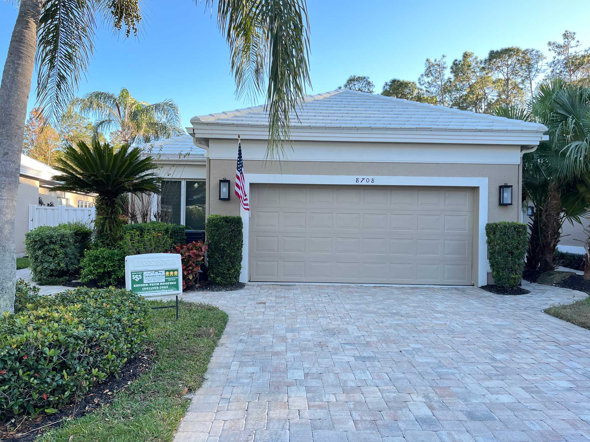 Completed Ultra White Saxony 900 Tile Re-Roof in Sarasota County, FL