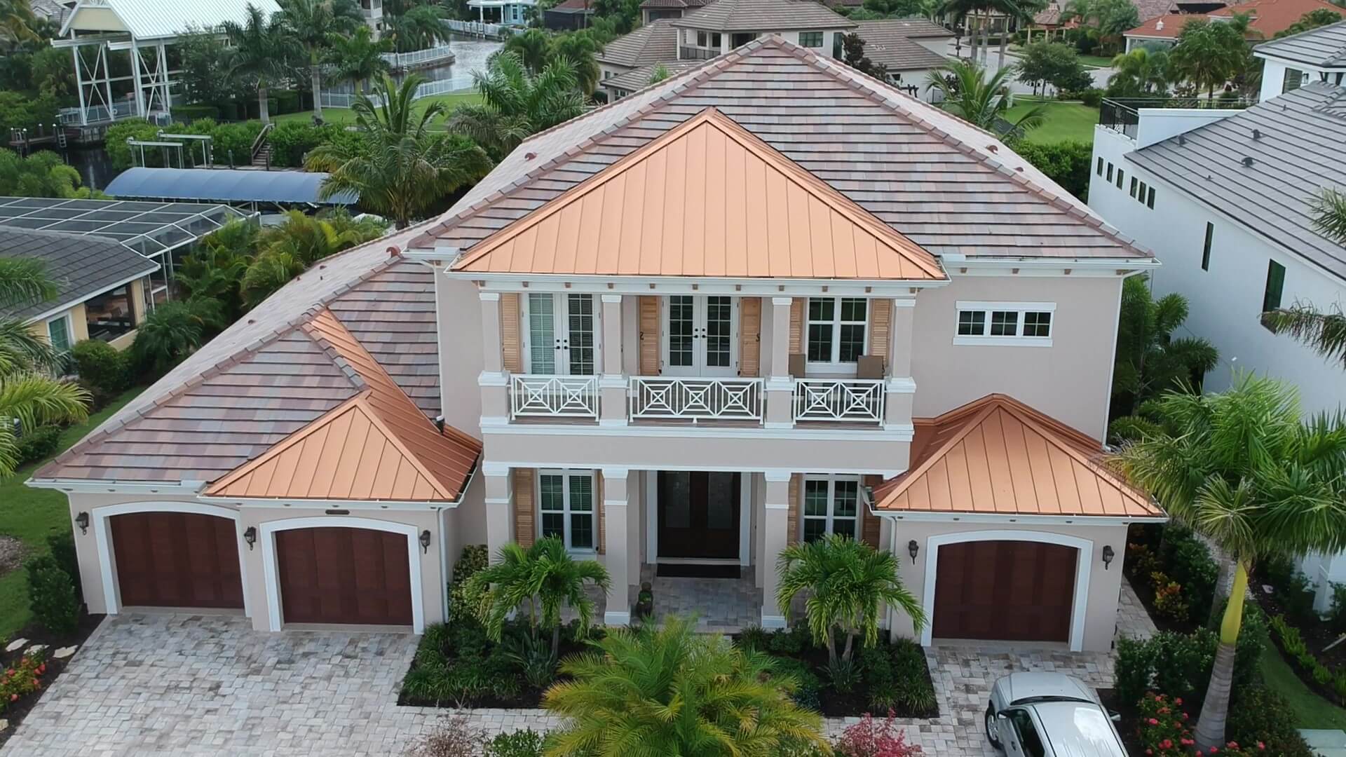 Completed Crown Tile Floridian Blend with 24 ga. Kynar Copper Metal in Manatee County, FL