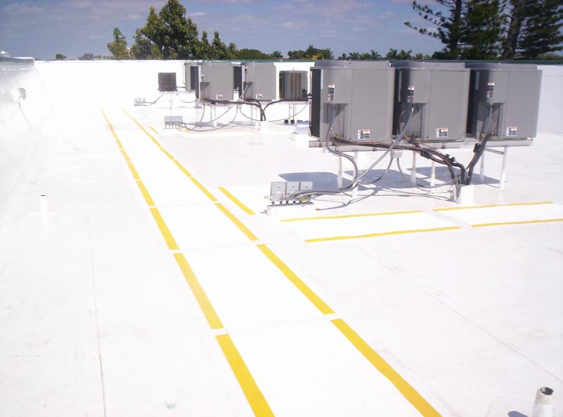 Completed Duro-Last Membrane Roof with Walkway Pads in Manatee County, FL