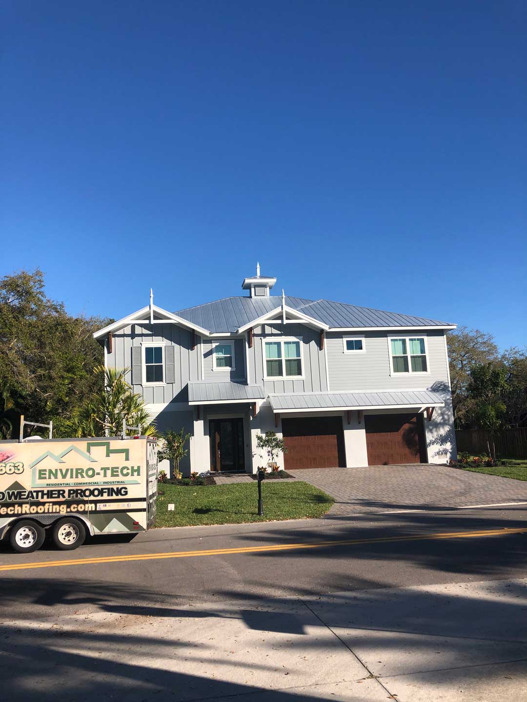 Completed Two-Story Coastal Home 5V Double-Rib Metal Roof in Manatee County, FL