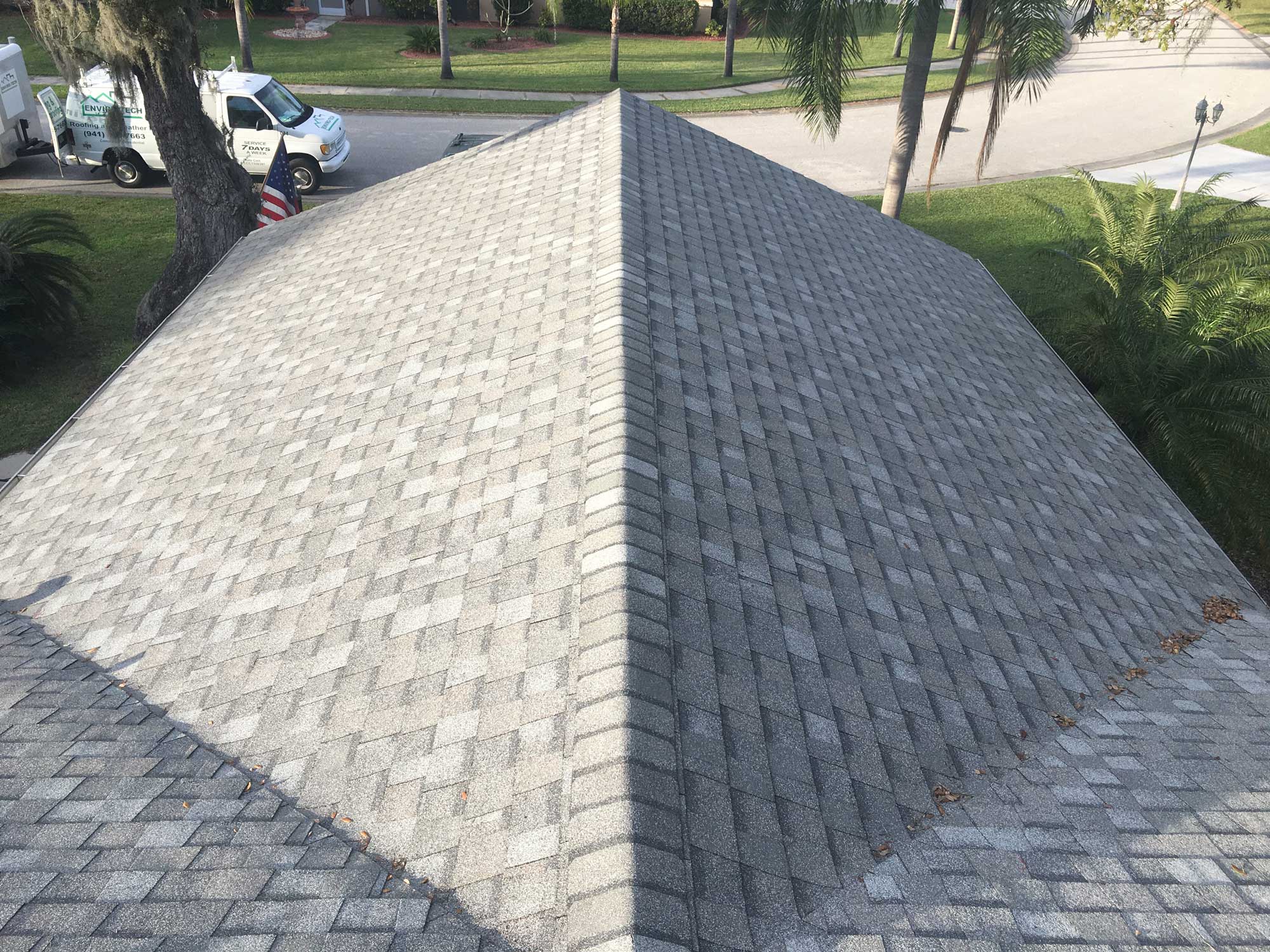 Completed GAF Timberline Shingle Roof in Cobblestone Gray in Sarasota County, FL