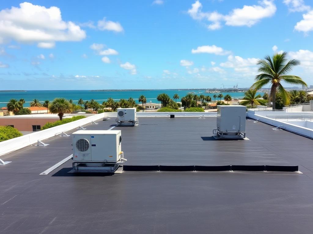 New flat membrane roof on a Florida commercial building