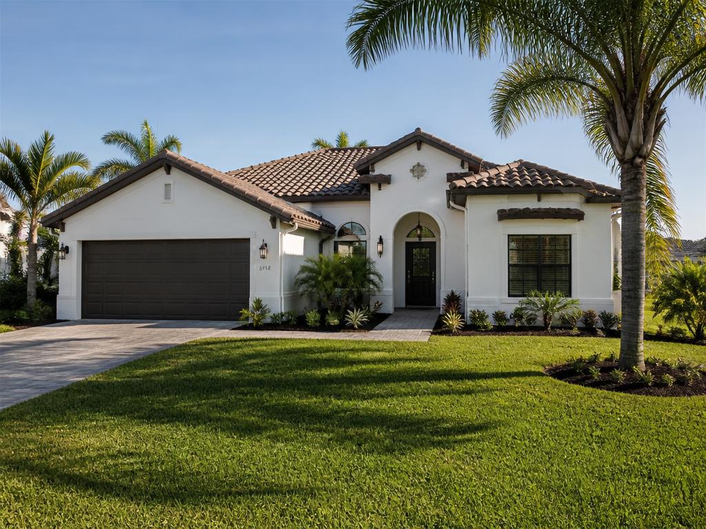 Single-family Florida home with a tile roof in Sarasota