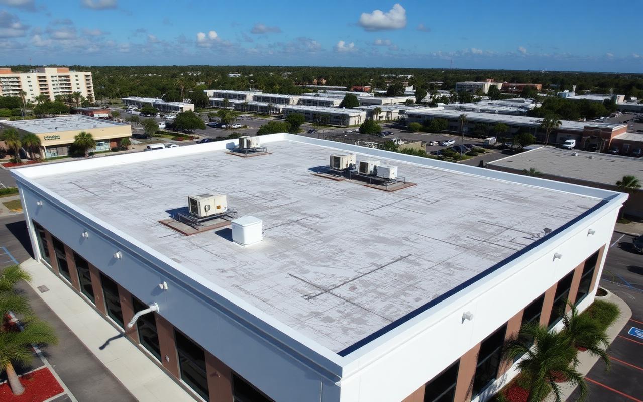Completed North Port Commercial Flat Roof Restoration in North Port, FL